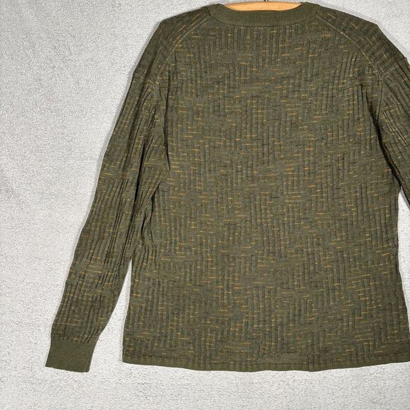 Jhane Barnes Sweater Mens Size M Olive Green Silk Blend 3D Knit Normcore Grandpa - Picture 16 of 16